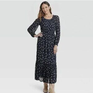Knox Rose Women's Eclipse Blue Long Sleeve A-line Maxi Dress Size S